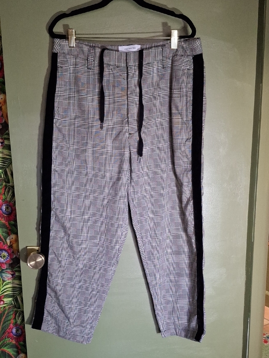 Urban Outfitters Pants - Urban Outfitters Plaid Drawstring Side-Stripe Women's Pants - Black/Gray